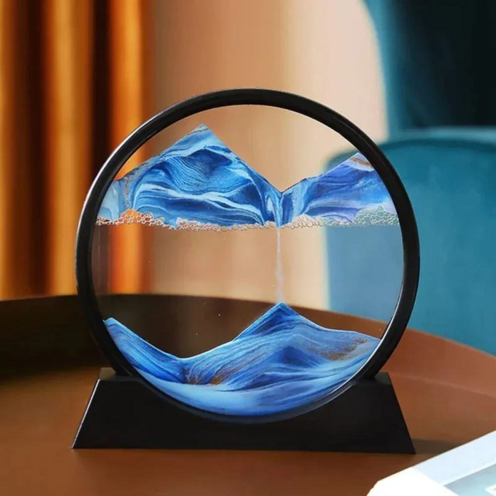 Art Craft Picture - 2026年 3D砂時計 流砂アート絵画 丸型ガラス 深海風景 クラフト