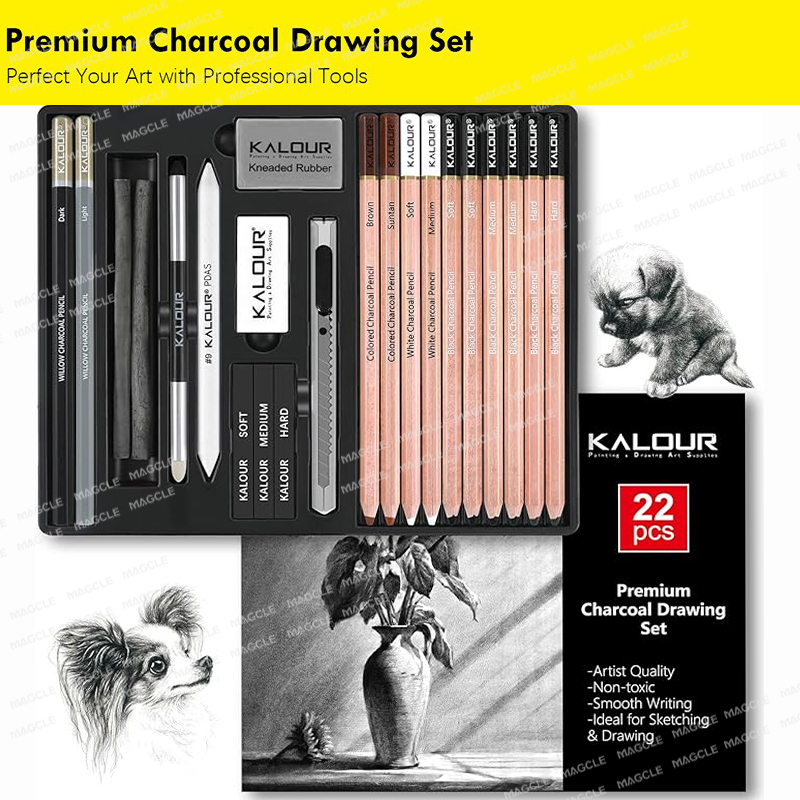 Sketching Charcoal Set - Kalour PDAS 木炭スケッチアートセット木製ロッド非毒性ハイライト描画ペイントツールアーティスト子供高品質キット desenho
