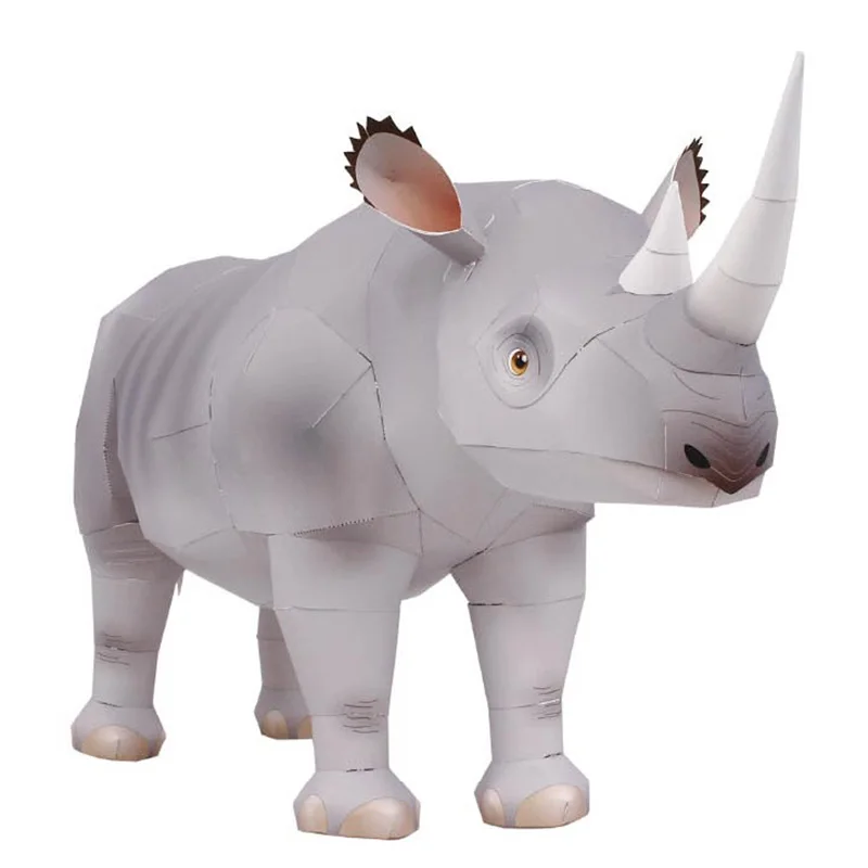 Art Craft Center - Rhinoceros-ミニ3D紙モデルペーパークラフト、手作り、折り紙アート、折りたたみ、動物、DIY、10代、大人、クラフトおもちゃ、QD-077