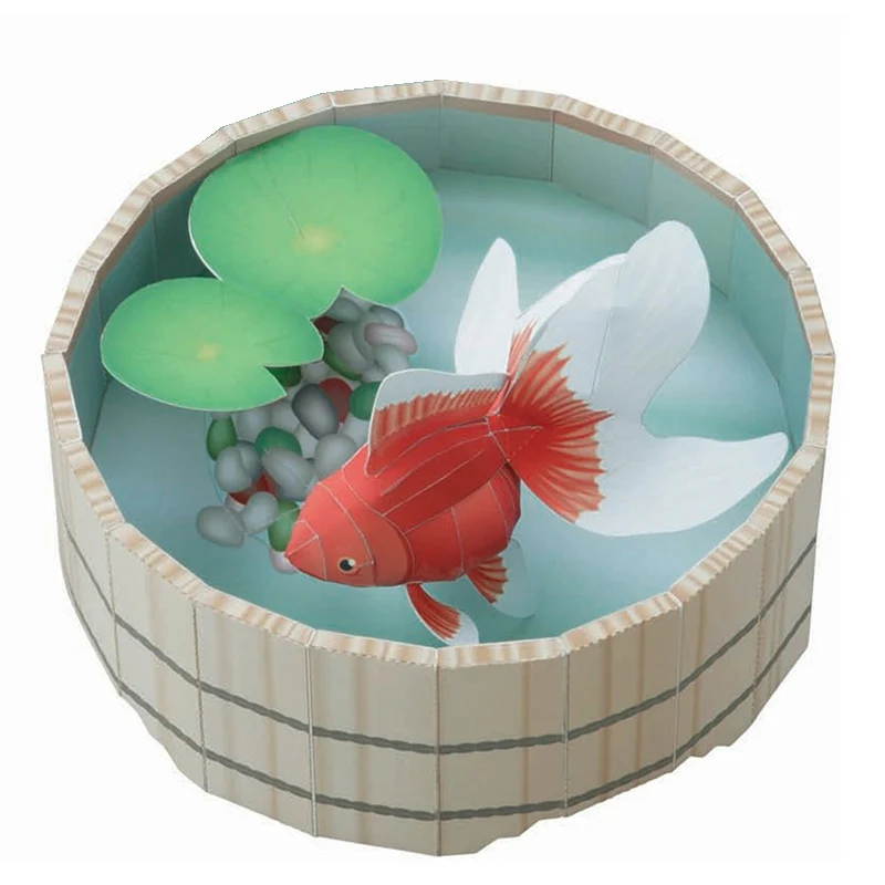 Art Craft Center - ミニ3D折りたたみ紙モデル、金魚、折り紙アート、ペーパークラフト動物フィギュア、子供と大人、手作りクラフトおもちゃ、QD-276