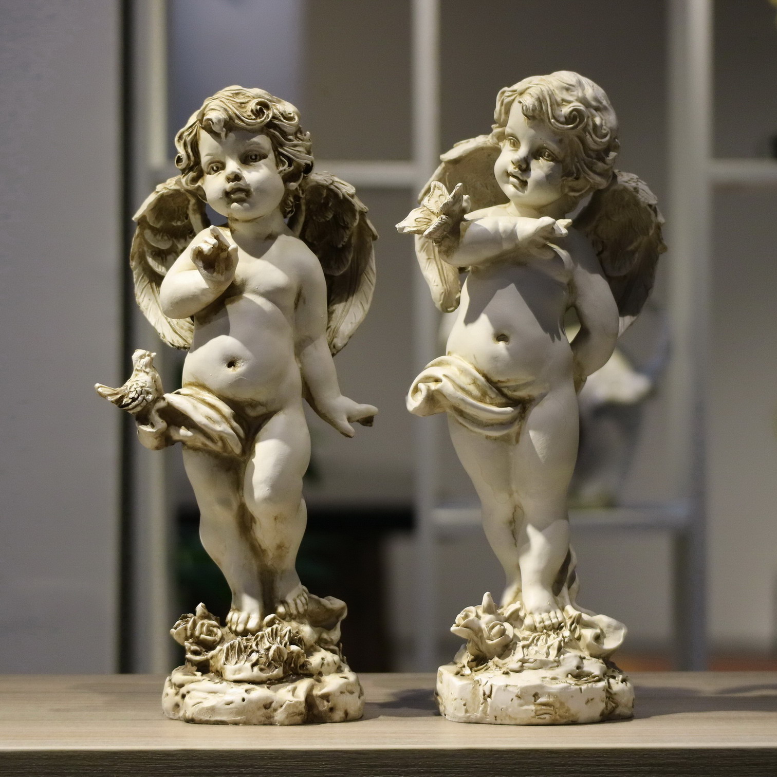 Unique Art Craft - レトロ樹脂天使の置物 29 センチメートル家の中庭の装飾アートクラフト彫刻結婚祝いユニークな天使の家の装飾品