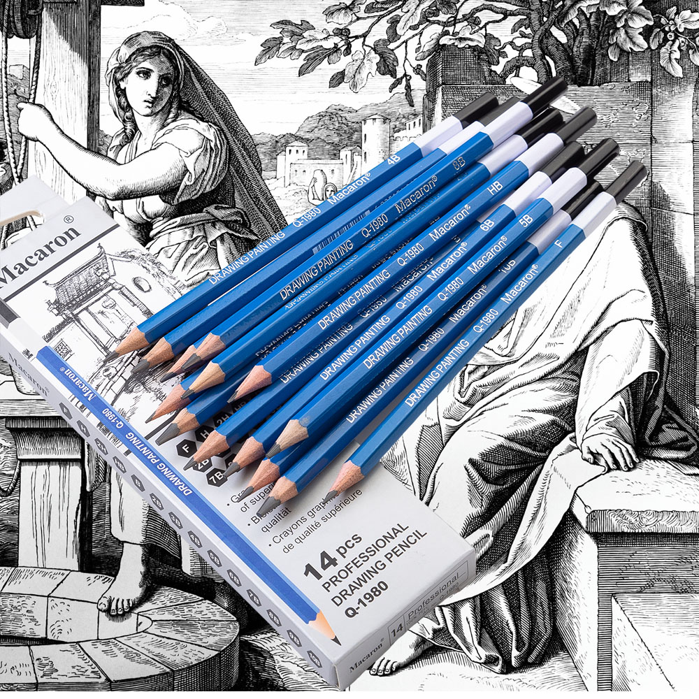 Sketching Charcoal Set - 初心者とアーティストのための木炭鉛筆セット、プロのスケッチ、木製のリード描画とスケッチ、画材、2h-10g、14個