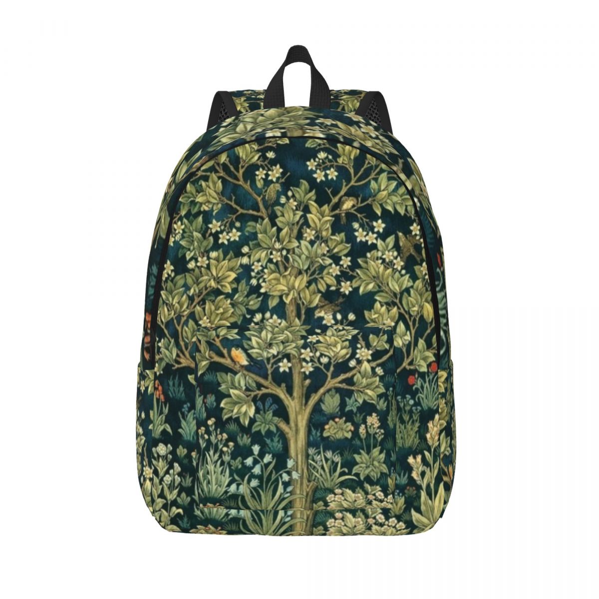 Art Craft William Morris - 人生のためのカスタムツリーキャンバスバックパック、学校と旅行のバッグ、花のテキスタイル、15インチのラップトップ、大学のブックバッグに適合、william morris