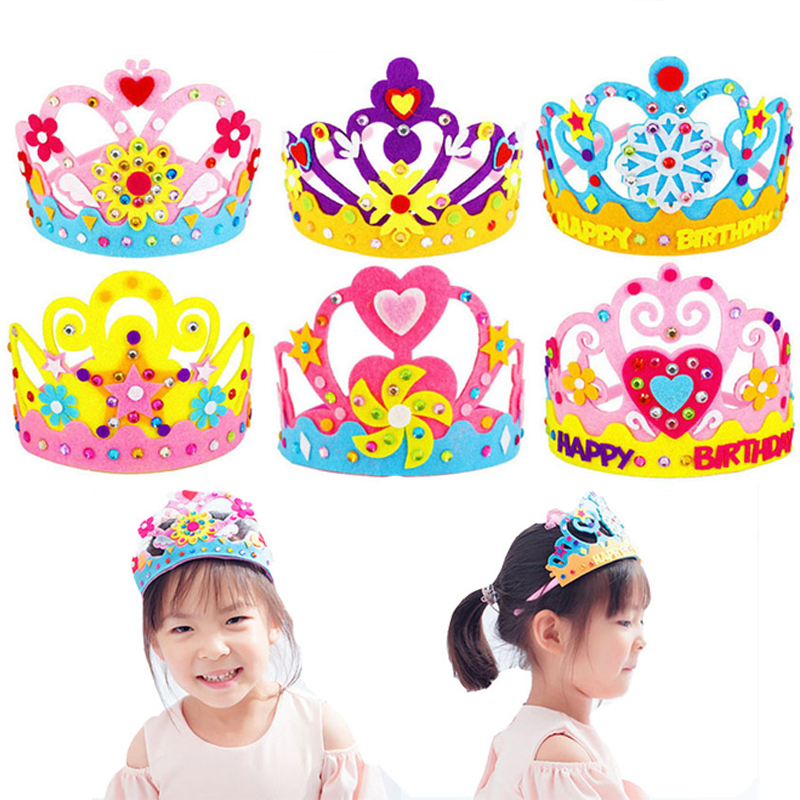 Art Craft 5 Year Old - DIY 工芸品おもちゃクラウンクリエイティブ紙スパンコール花星パターンのおもちゃ子供のための子供幼稚園アートパーティーの装飾