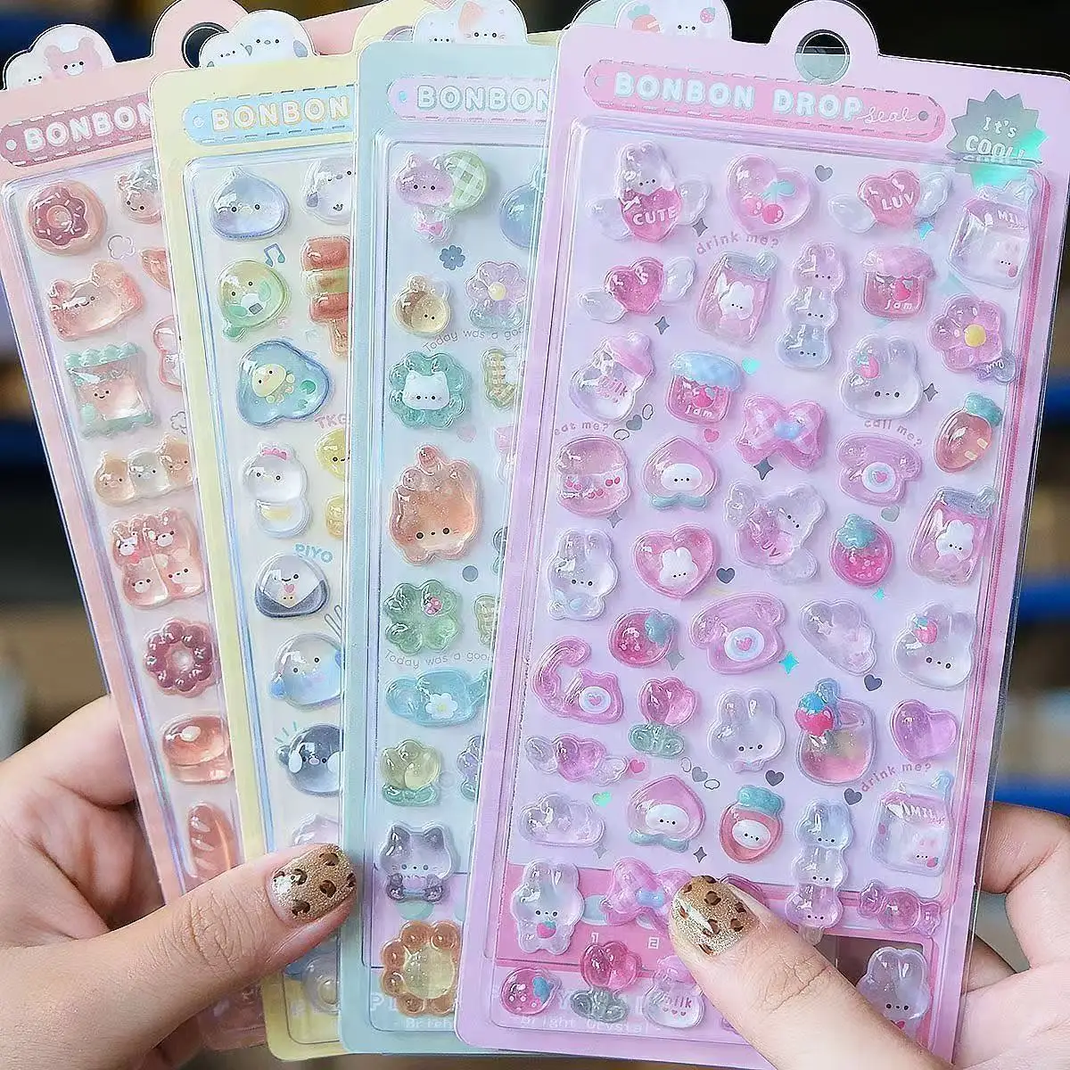 Art Craft And - =-=2027かわいい3Dゼリーレジンステッカーかわいい漫画スパークル透明デカールスクラップブッキング用電話ケースラップトップDIY装飾用