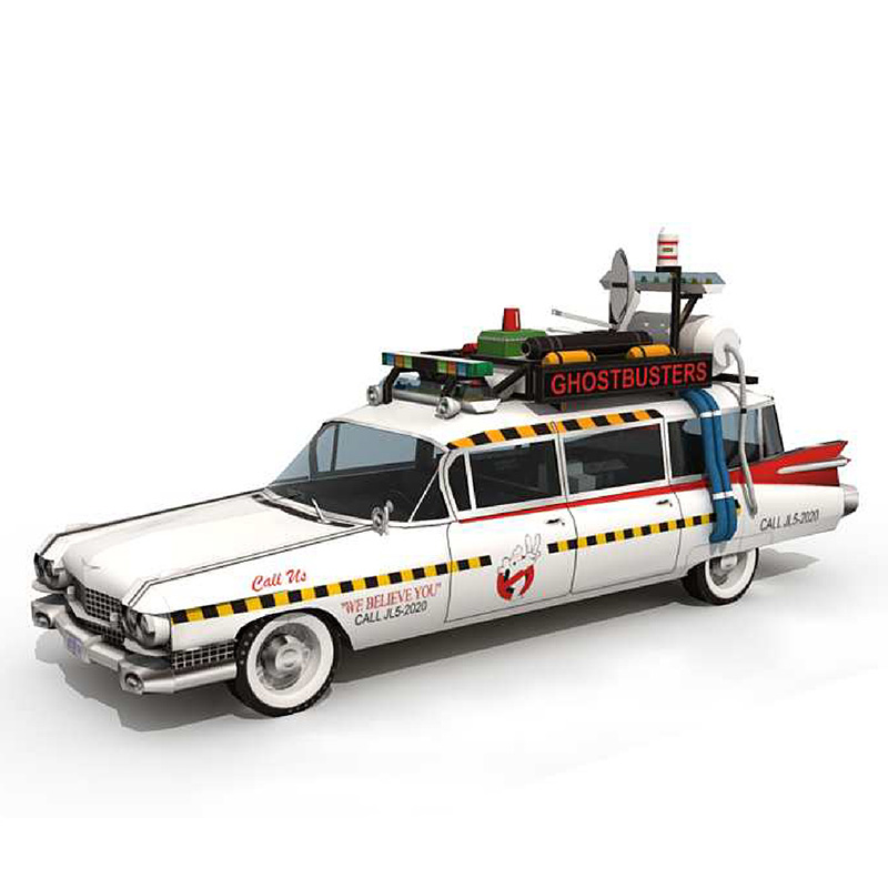 Art Craft Center - ゴーストバスターカーEcto-1A 1:20,手作りの紙モデル,3D紙のモデル,DIY,10代の大人のクラフトおもちゃ,ZX-016