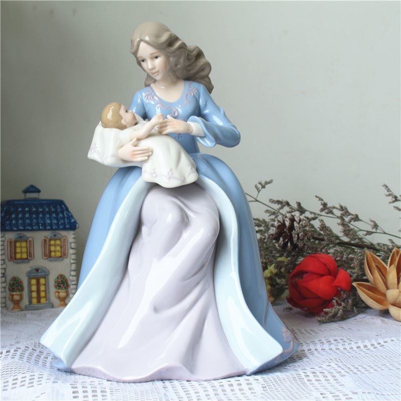 Art And Craft For Mother'S Day - xx-ヨーロッパ母子陶器像飾り 母の日ギフト ホームリビングルーム磁器置物装飾アートクラフト
