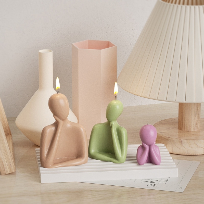 Candle Making Wax - 家族のための3Dシリコーンキャンドル,抽象芸術の体,ベントキャンドル,ワックス型,金型,カード,アロマチェロ,装飾品