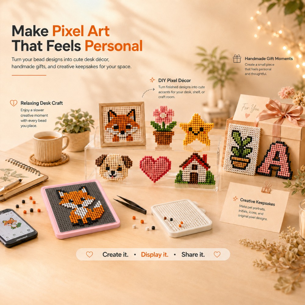 Art Craft And - LEDスマートヒューズビーズペグボード、アプリでガイド付きパターンライトボード、アート＆クラフト用、DIYピクセルおもちゃ誕生日ギフトセット
