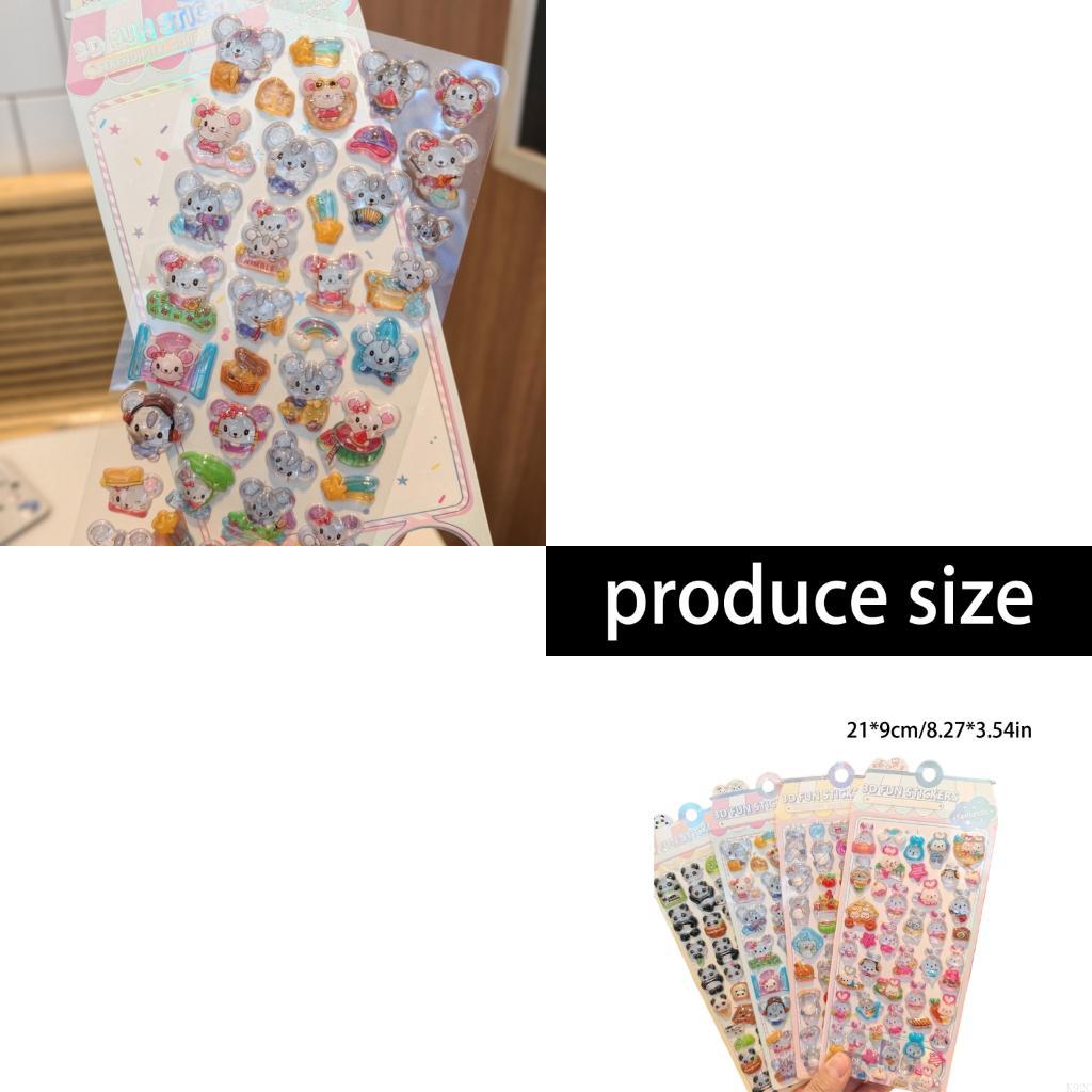 Art Craft Notebook - エンボス加工動物ステッカー漫画 PVC 樹脂ステッカースクラップブッキングノート K92C