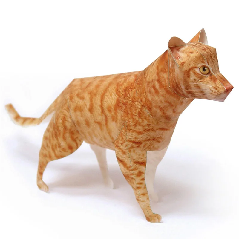 Art Craft Center - オシキャットキャットオレンジタビー折り紙アートペーパーモデル、リアルな動物、ミニ3Dペーパークラフト、DIYキッズ、大人の手作りクラフトおもちゃ、私たち-017