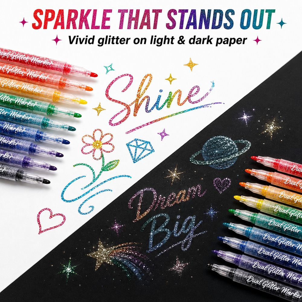 12本入りデュアルチップグリッターマーカー、24色水性シマー - Light Art And Craft のレビューと価格