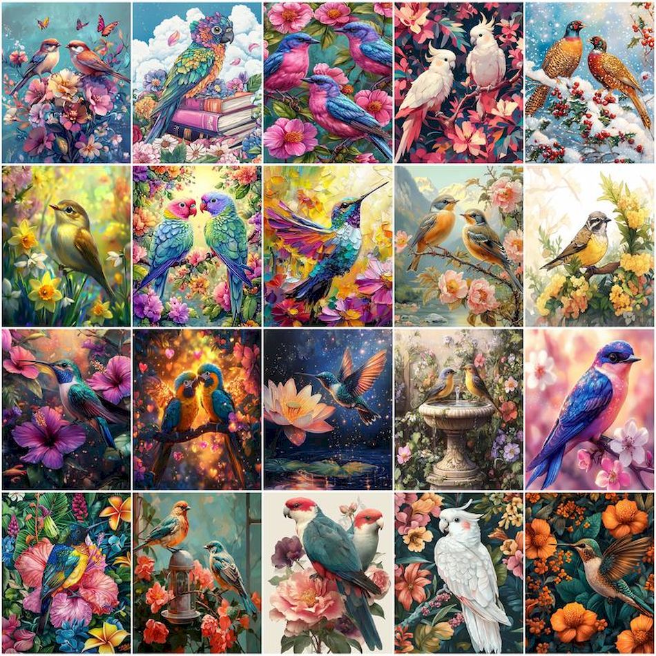 GATYZTORY 数字による絵画オイル鳥花茂みギフト工芸品 - Art Craft Picture のレビューと価格