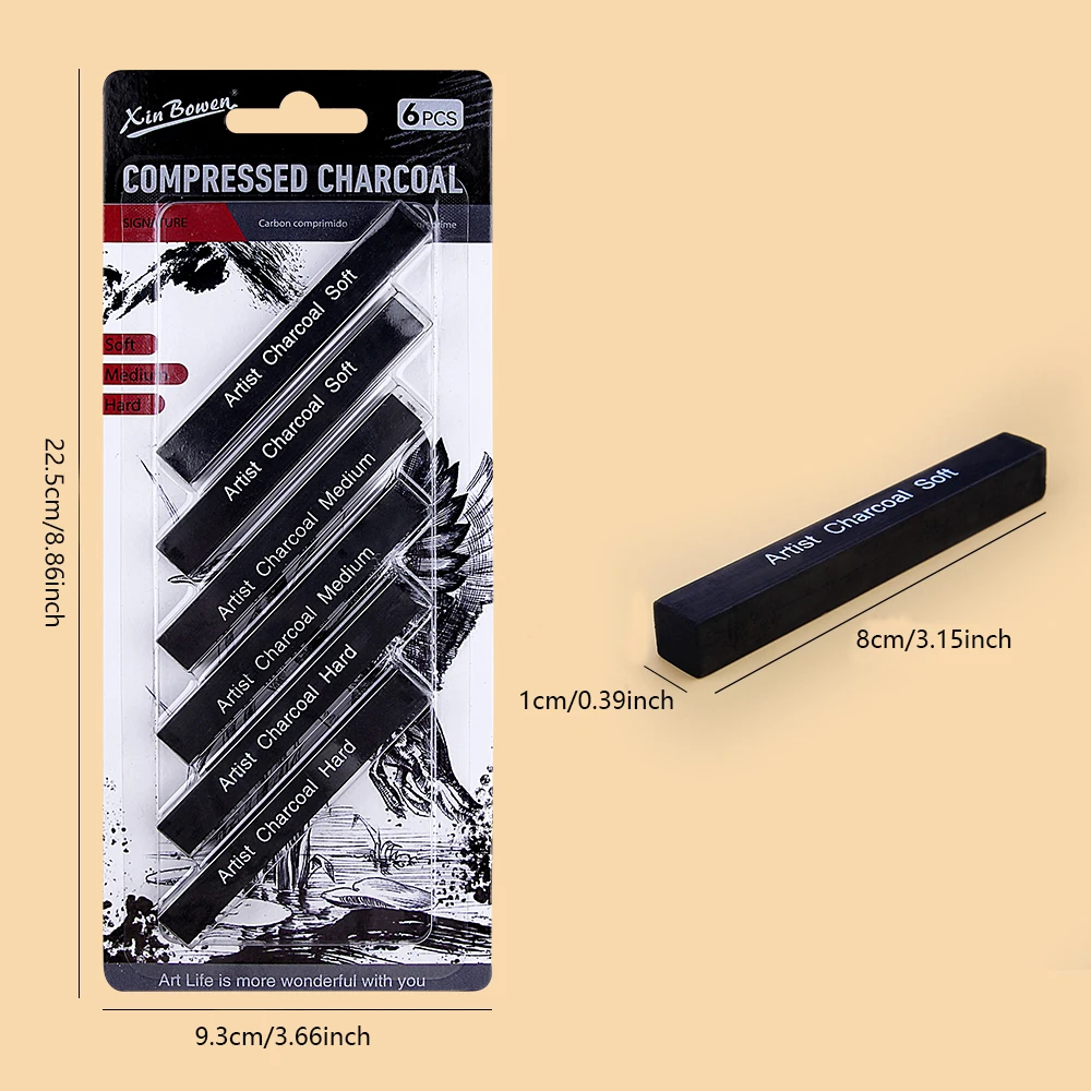 ソフトミディアムハードチャコールバーセット、アーティスト、学 - Sketching Charcoal Set のレビューと価格