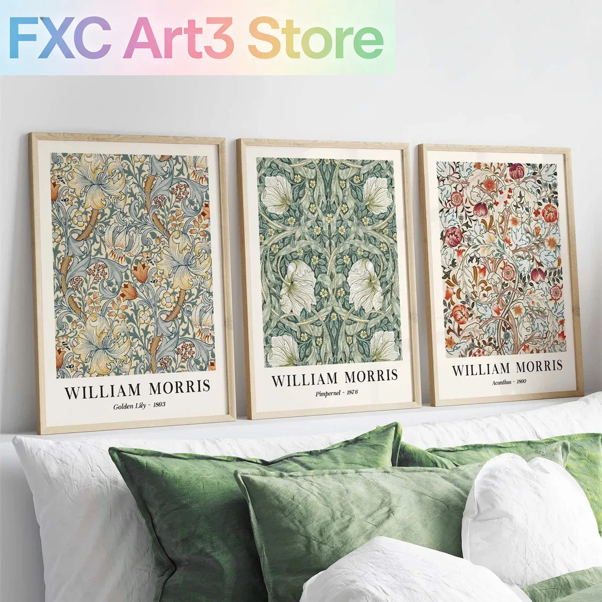 3 ピース/セットフレームレスヴィンテージ植物花柄ウィリアム - Art Craft William Morris のレビューと価格