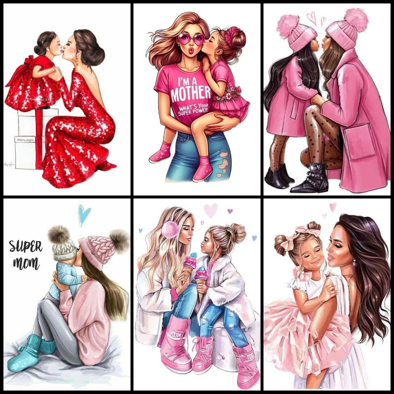 5D DIYダイヤモンドペインティングキット,母と娘のアート - Art And Craft For Mother'S Day のレビューと価格