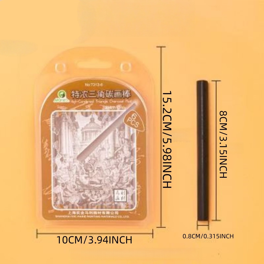 三角形の木炭描画棒、木炭鉛筆ストリップ、木炭鉛筆セット（6本 - Sketching Charcoal Set のレビューと価格
