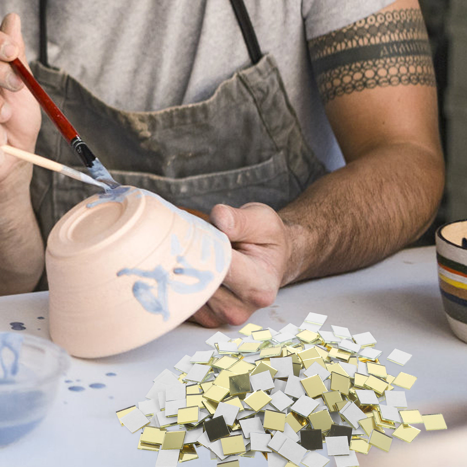 300枚入りガラスモザイクタイル クリスタルスクエア フラッ - Mosaic Tile Supply のレビューと価格