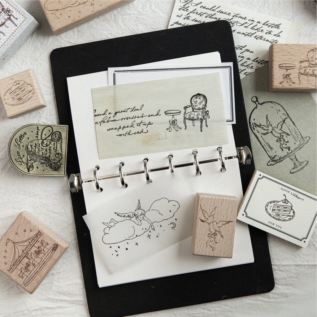 ヴィンテージ木製漫画柄ゴムスタンプ ジャーナルスクラップブッ - Art Craft Notebook のレビューと価格