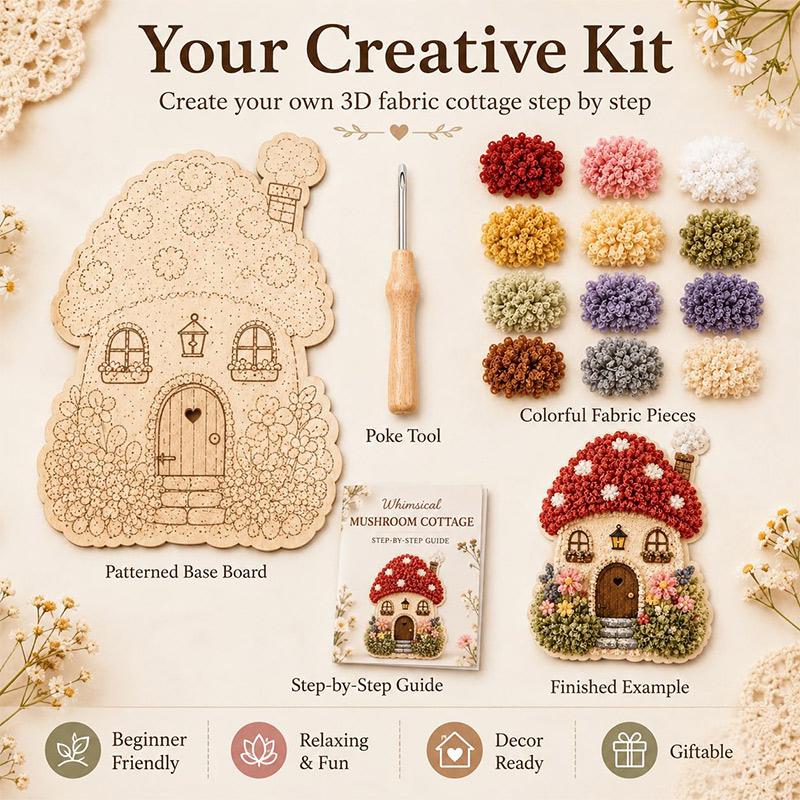 3Dマッシュルームハウス ポケアート DIYキット 布製パン - Art Craft And のレビューと価格