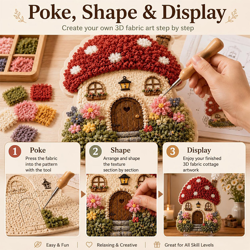 3Dマッシュルームハウス ポケアート DIYキット 布製パン - Art Craft And のレビューと価格