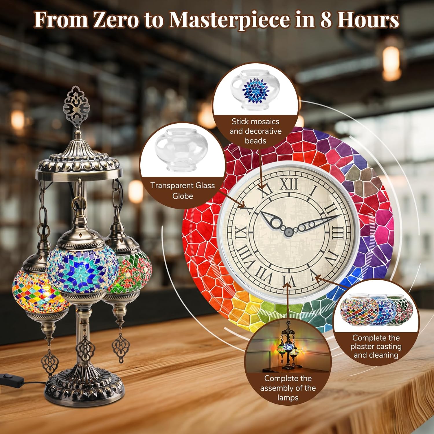 DIY 3グローブトルコモザイクランプキット、高さ23インチ - Art Craft And のレビューと価格