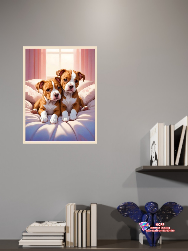 暖かい犬動物ダイヤモンドペインティングキット正方形ラウンドダ - Unique Art Craft のレビューと価格