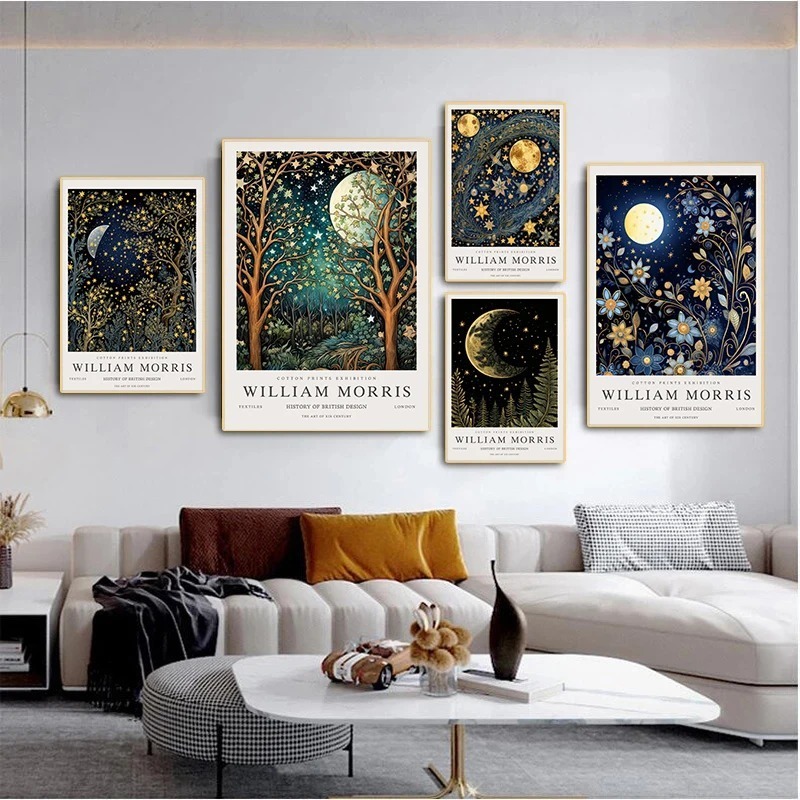 月と星のビンテージポスター,ウィリアムモリスのポスター,キャ - Art Craft William Morris のレビューと価格