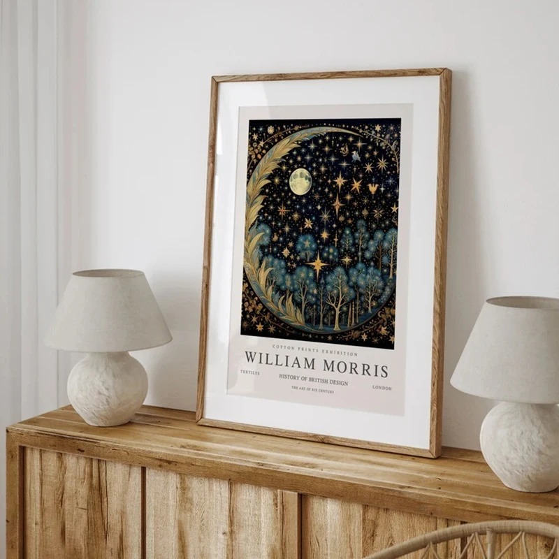 月と星のビンテージポスター,ウィリアムモリスのポスター,キャ - Art Craft William Morris のレビューと価格