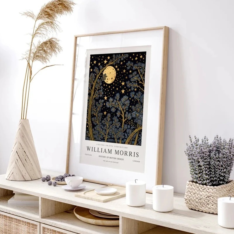 月と星のビンテージポスター,ウィリアムモリスのポスター,キャ - Art Craft William Morris のレビューと価格