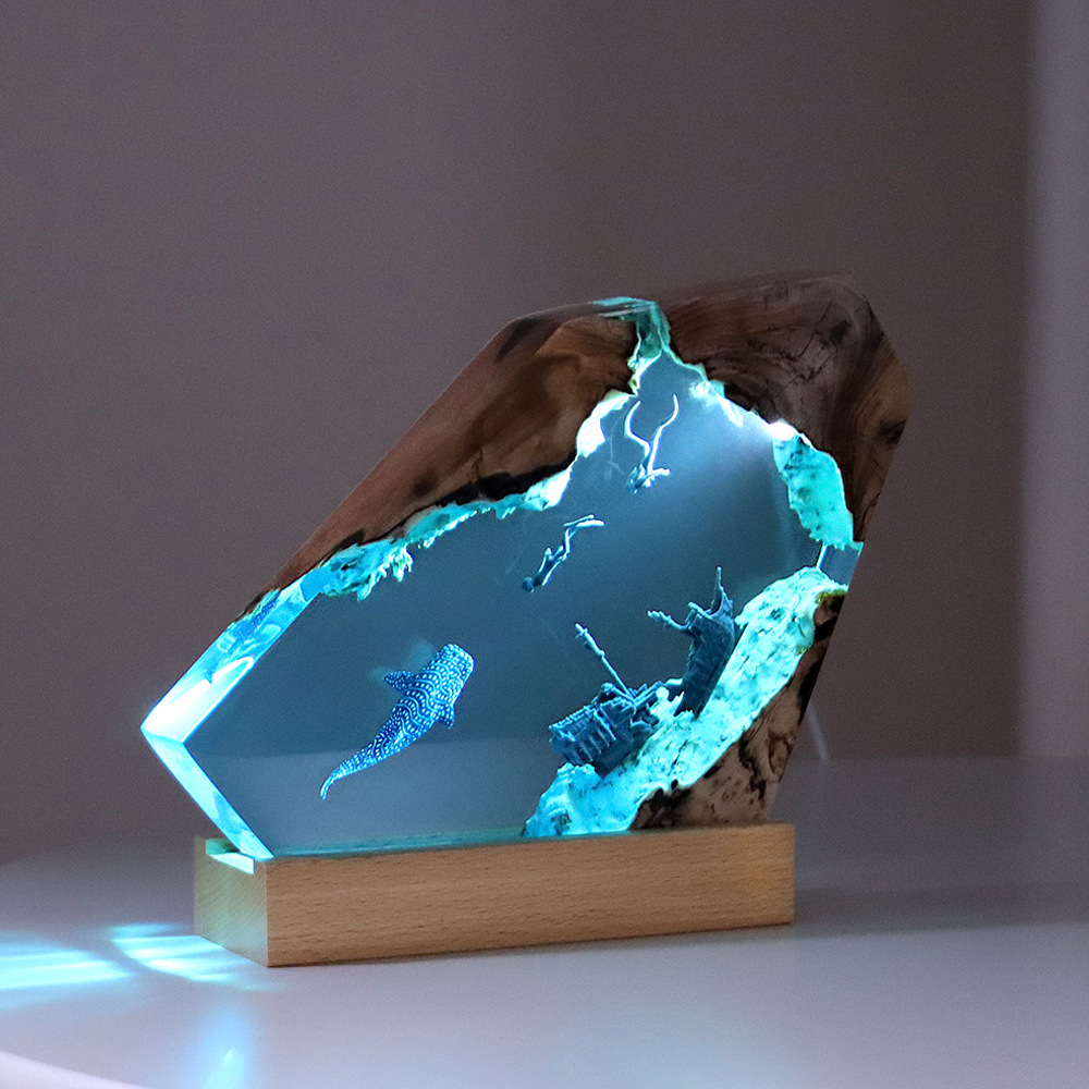 エポキシ樹脂製の発光卓上ランプ,常夜灯,アートクラフト,クリ - Light Art And Craft のレビューと価格