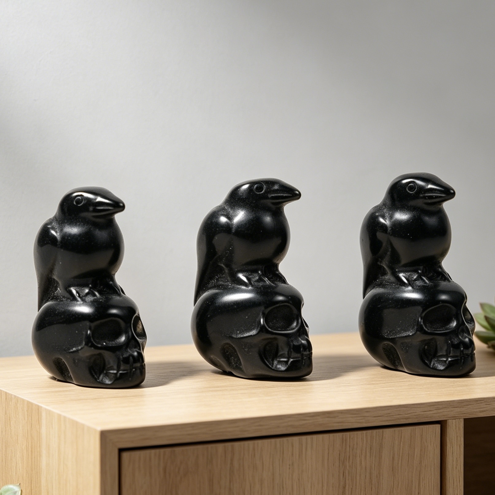 1個入り 天然水晶黒曜石ミニカラスの頭蓋骨 - ヒーリングジ - Unique Art Craft のレビューと価格