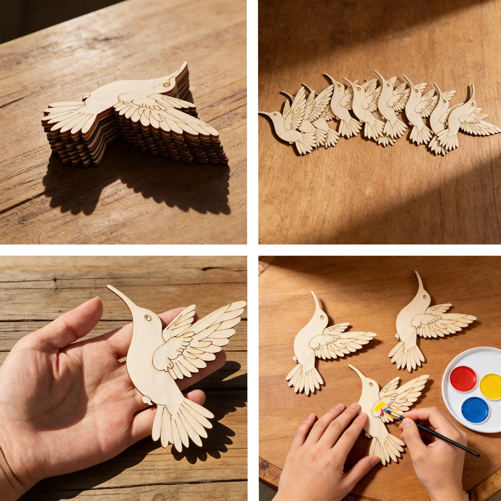 10個入り未完成木製動物鳥の切り抜き、木製吊り下げ飾り用木製 - Art Craft And のレビューと価格