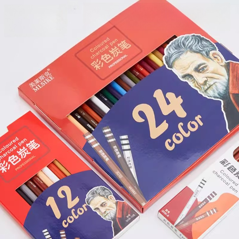 MLSIKE カラーチャコール鉛筆 6/12/24本入り 美 - Sketching Charcoal Set のレビューと価格