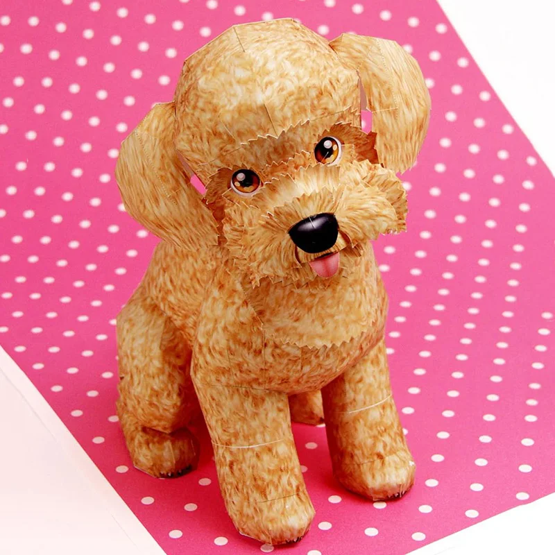 ミニ3Dペーパーモデルペーパークラフト動物、プードル犬、折り - Art Craft Center のレビューと価格