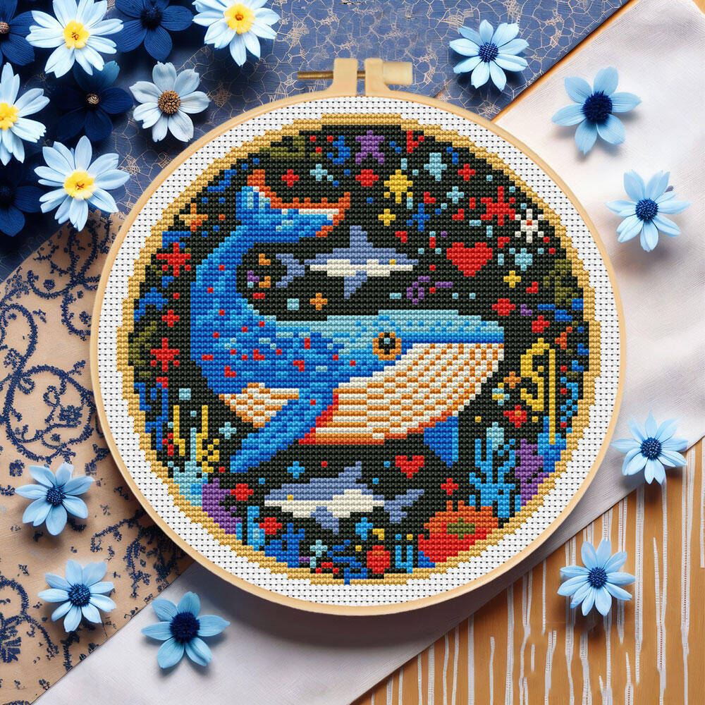 DIY クロスステッチクジラ刺繍動物フープエントリーレベル針 - Art Craft And Cloth のレビューと価格