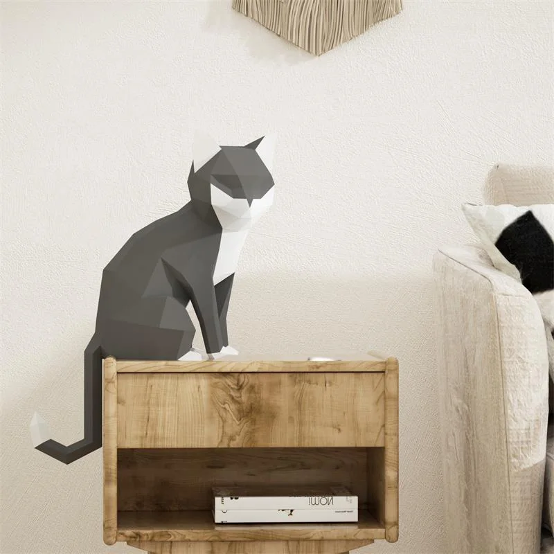 1 ペア愛好家猫動物装飾ホーム折り紙ピンクローポリ紙モデル、 - Art Craft Center のレビューと価格