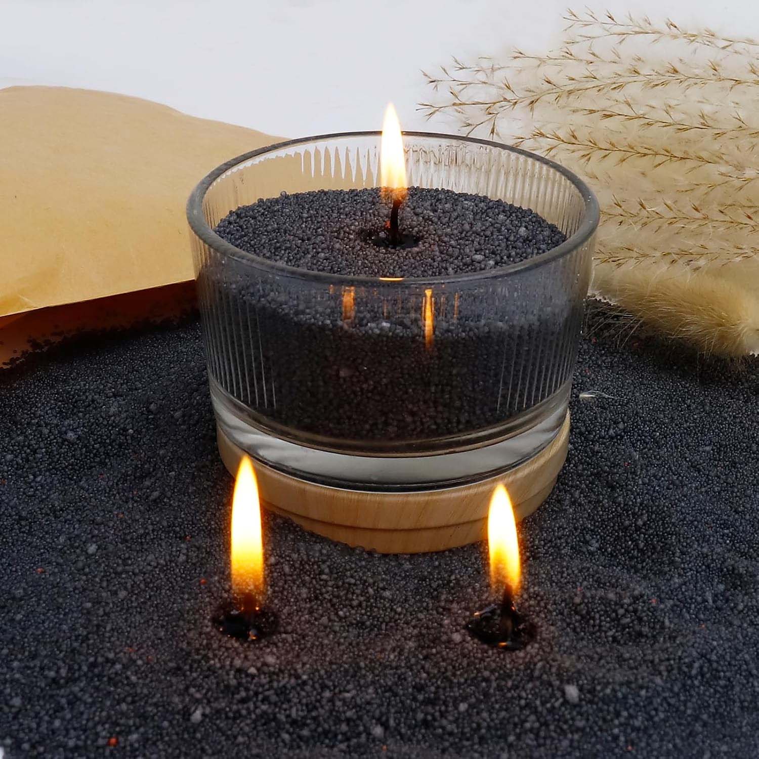黒色のキャンドルサンド（芯付き）、200g、10個の芯付きパ - Candle Making Wax のレビューと価格