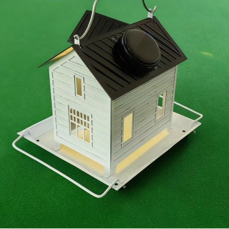 新しい屋外ソーラーライト付き鳥の餌箱、創造的な家型の鳥かご装 - Light Art And Craft のレビューと価格