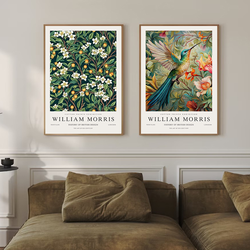 ヴィンテージウィリアムモリス展示キャンバス絵画、蝶、月と星の - Art Craft William Morris のレビューと価格